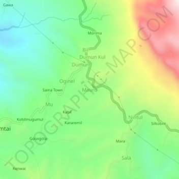 Carte topographique Mauro, altitude, relief