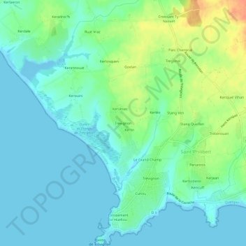Carte topographique Trevignon, altitude, relief