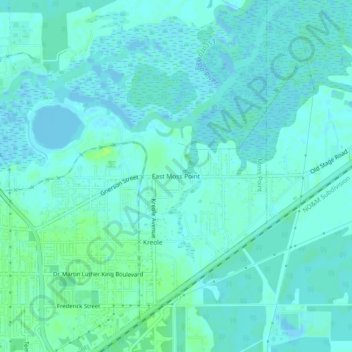 Carte topographique East Moss Point, altitude, relief