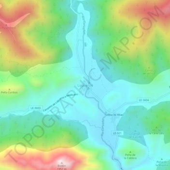 Carte topographique Lugueros, altitude, relief