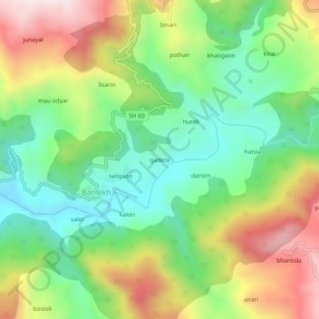 Carte topographique gadera, altitude, relief