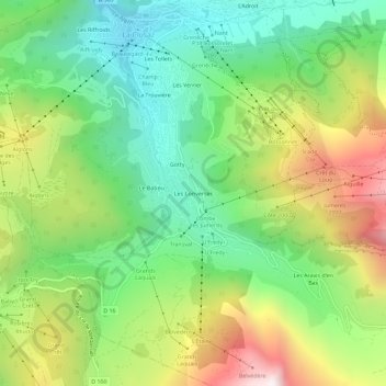 Carte topographique Les Converses, altitude, relief