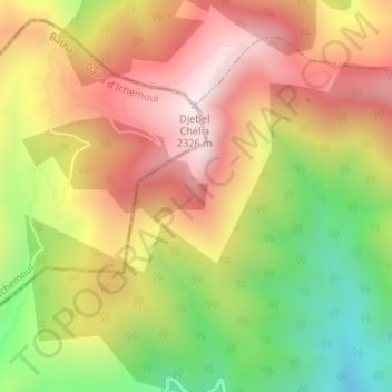 Carte topographique Aures Mountains, altitude, relief