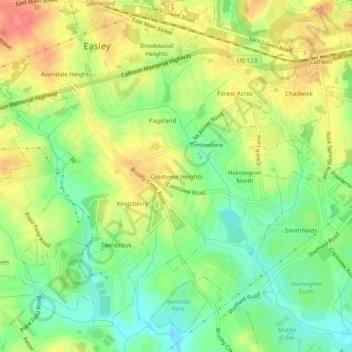 Carte topographique Crestview Heights, altitude, relief