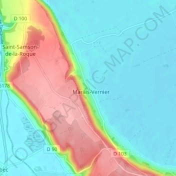 Carte topographique Quartier de l'Église, altitude, relief