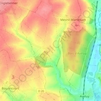 Carte topographique Martinsart, altitude, relief