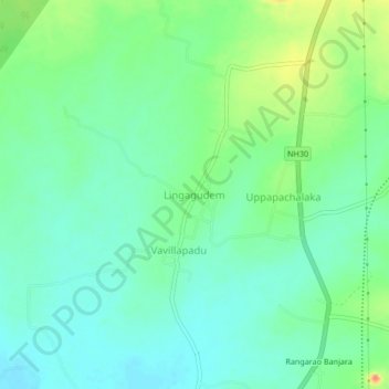 Carte topographique Lingagudem, altitude, relief