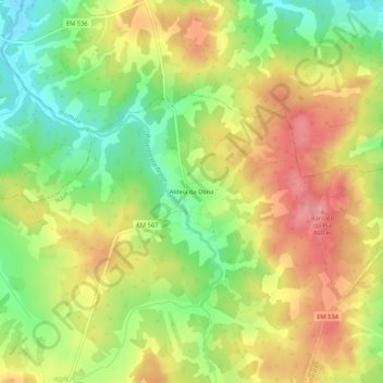 Carte topographique Aldeia da Dona, altitude, relief