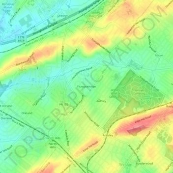 Carte topographique Fitzwatertown, altitude, relief