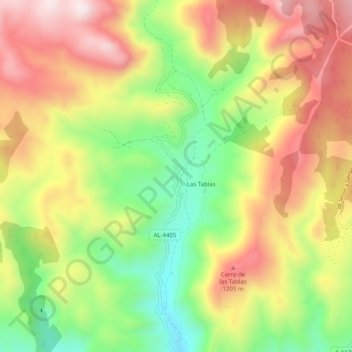 Carte topographique Las Aneas, altitude, relief