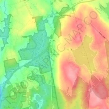 Carte topographique Amston, altitude, relief