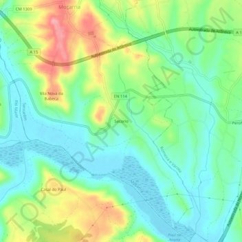 Carte topographique Secorio, altitude, relief