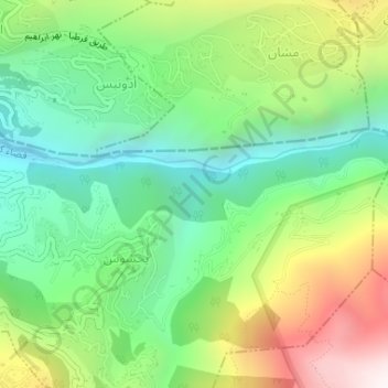 Carte topographique Yahshoush Waterflall 2, altitude, relief
