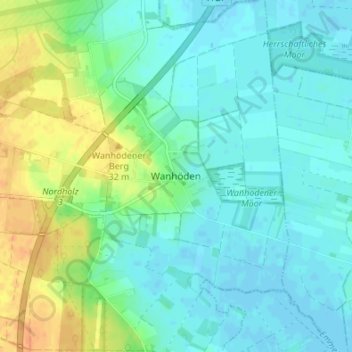 Carte topographique Wanhöden, altitude, relief
