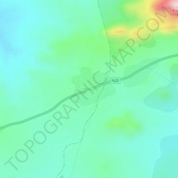 Carte topographique Yoko, altitude, relief