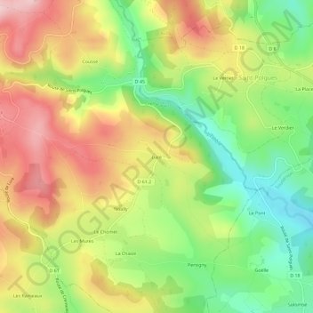 Carte topographique Lucé, altitude, relief