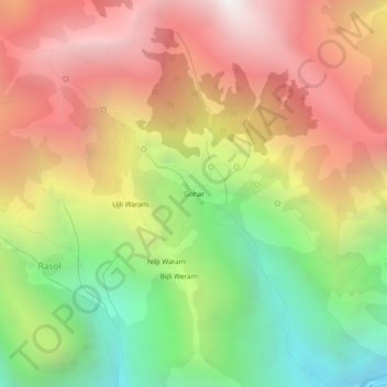 Carte topographique Gohar, altitude, relief
