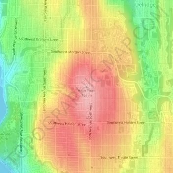 Carte topographique High Point, altitude, relief