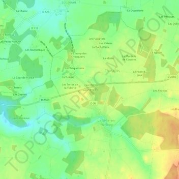 Carte topographique La Chênaie, altitude, relief