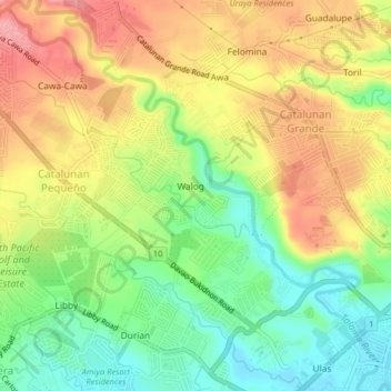 Carte topographique Walog, altitude, relief