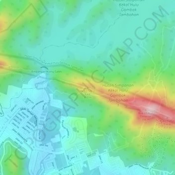 Carte topographique Bukit Tabur East, altitude, relief