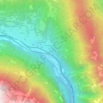 Carte topographique Riceno, altitude, relief