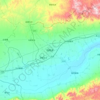 Carte topographique Yangyuan, altitude, relief