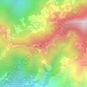 Carte topographique Topo Castillo Blanco, altitude, relief