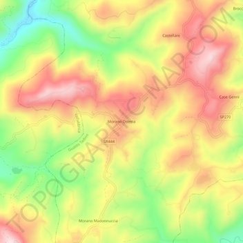 Carte topographique Morano Osteria, altitude, relief