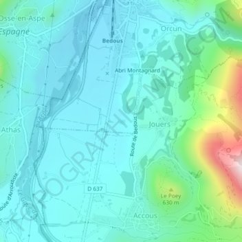 Carte topographique Suberlaché, altitude, relief