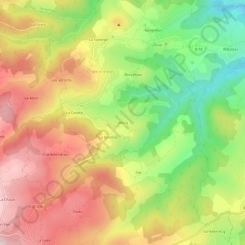 Carte topographique Uliecq, altitude, relief