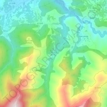 Carte topographique Ozuela (barrio del Río), altitude, relief