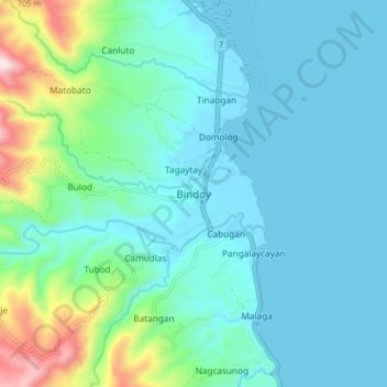 Carte topographique Bindoy, altitude, relief