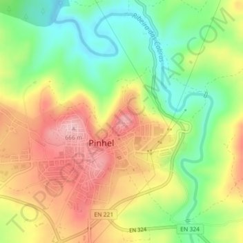 Carte topographique Castelo de Pinhel, altitude, relief