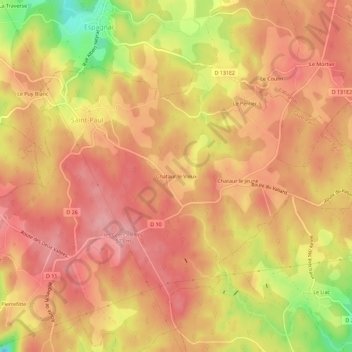 Carte topographique Chataur le Vieux, altitude, relief