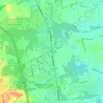 Carte topographique Dogs Corners, altitude, relief