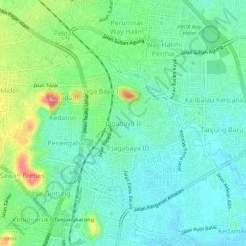 Carte topographique Jagabaya II, altitude, relief