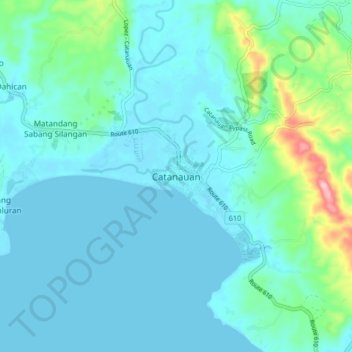Carte topographique Catanauan, altitude, relief