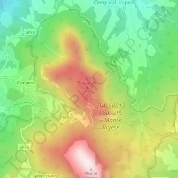 Carte topographique Montovolo, altitude, relief