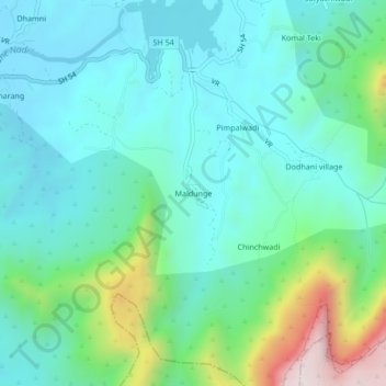 Carte topographique Maldunge, altitude, relief