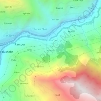 Carte topographique Racholi, altitude, relief