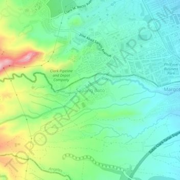 Carte topographique Sapang Bato, altitude, relief