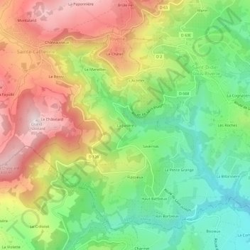 Carte topographique La Jurière, altitude, relief