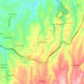 Carte topographique Santa Rosa, altitude, relief