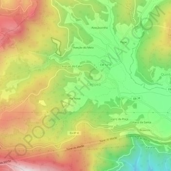 Carte topographique Campeã, altitude, relief