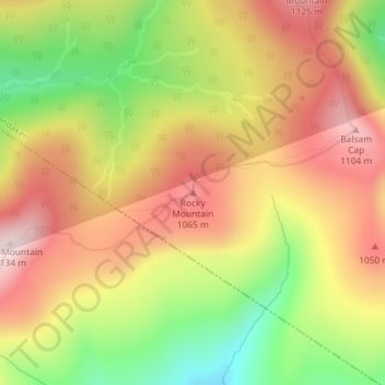Carte topographique Rocky Mountain, altitude, relief