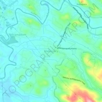 Carte topographique Mallassery, altitude, relief