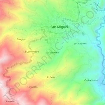 Carte topographique Guaboloma, altitude, relief