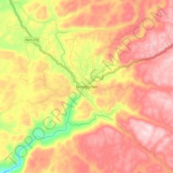 Carte topographique Nongstoin, altitude, relief