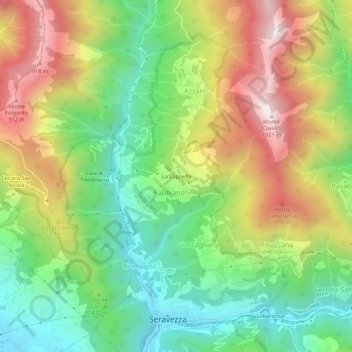 Carte topographique La Cappella, altitude, relief